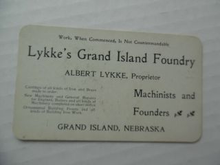 c.  1912 Lykke ' s Grand Island Foundry Stationary Engine Advertising Card Nebraska 3