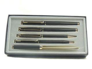 Boxed Five Piece Pen Set Fountain Pen,  Ball,  Roller,  Pencil & Opener - S1