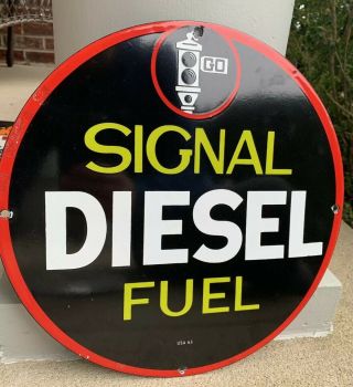Signal Diesel Fuel Gas Oil Porcelain Pump Advertising Sign