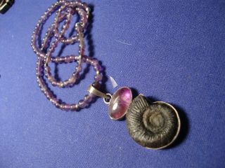 1,  Million Year Old Fossil Amethyst Sterling Silver Big Chunky Necklace
