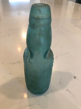 Antique Codd Marble Aqua Glass Embossed R.  White Bottle - Wakefield 3