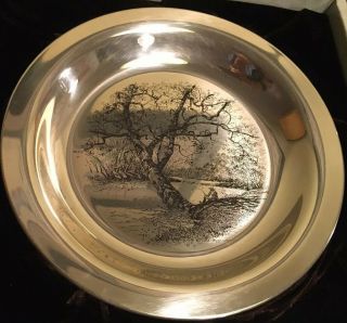 Franklin James Wyeth " Along The Brandywine " Sterling Silver Collector Plate