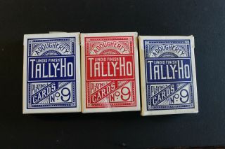 Tally Ho No.  9 A.  Dougherty Ohio Playing Cards 3 Vintage Decks No Upc