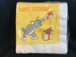 Vintage Nos American Greetings Tom & Jerry 16 Luncheon Napkins 13 1/2 " X 13 1/2 "