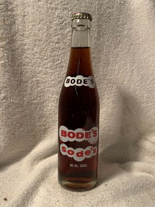 Full 10oz Bode’s Root Beer Acl Soda Bottle Waterloo,  Illinois