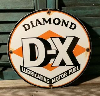 Vintage D - X Diamond Porcelain Gas Service Station Pump Plate Sign