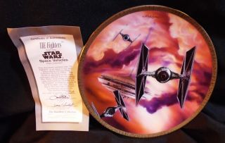 Tie Fighters Star Wars Space Vehicles Collector Plate Box & Certificate