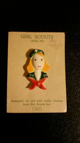 Vintage Girl Scouts Plastic Lapel Pin Girl Scout History Rare Old