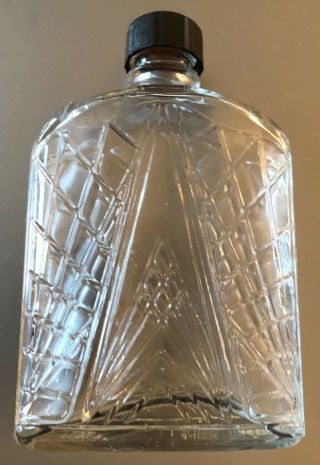 Vintage Fancy Art Deco Pressed Glass Flask - Perfume? Liquor? Medicine?