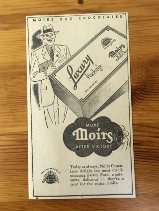 1944 Canada Ad Wwii Canadian Moirs Chocolates Halifax Nova Scotia After Victory