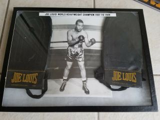 Joe Louis Homemade Display Vintage Sears Sparring/ Boxing Gloves,  Photo In Case
