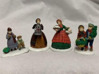 Dept 56 Hv Series Christmas Village Figurines People Birdcage Holly Leaves Pie