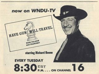 1964 Tv Western Ad Richard Boone Have Gun,  Will Travel Wire Paladin Sf