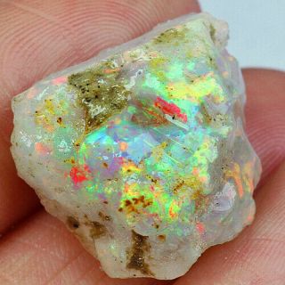 18.  3ct Natural Ethiopian Crystal Black Opal Play Of Color Rough Specimen Mysg770