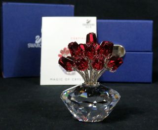 Swarovski Crystal Vase Of Roses Scs 15 Year Jubilee Edition 2002 Red W Box