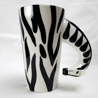 Animal Giraffe Mug Neck Handle Coffee Cup Tall White,  Black And Cute