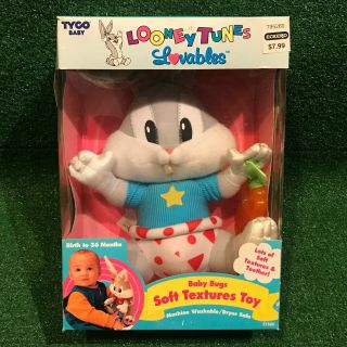Vintage 1995 Looney Tunes Lovables Baby Bugs Bunny Plush Toy By Tyco Baby