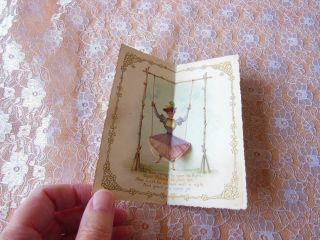Victorian Year Card/pop - Up/3d/lady On Swing/skirt Lifts Up When Opened