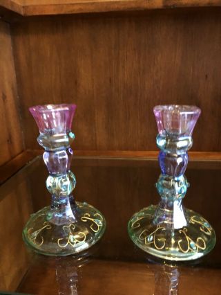 Retired Partylite Mardi Gras Taper Candle Holders