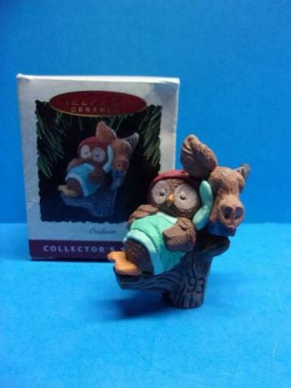 Hallmark 1993 OWLIVER Christmas Ornament Owl & Squirrel in Tree 2nd in Series 3