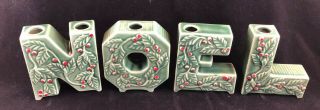 Vintage Lipper & Mann Ceramic Christmas Noel Candle Holders - Holly - Japan