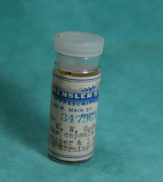 Vintage Glass Prescription Bottle From Hensler 