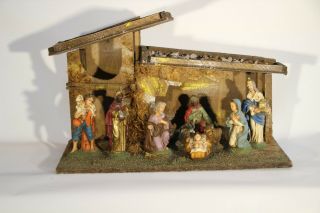 Vintage 10 Pc Italian Nativity Set Christmas Manger Scene Creche Marked Italy