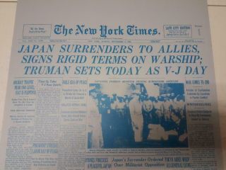 Ww2,  V - J Day,  York Times Newspaper Metal Printing Plate 2,  Japan Surrenders