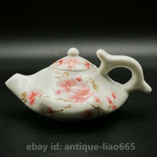 Chinese Famille - rose Porcelain Peach Blossom Hexagonal Gongfu Teapot Teakettle 2