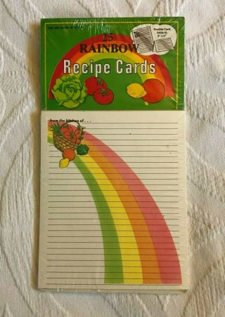 Vintage Rainbow Recipe Cards,  Nos,  Made In Usa,  Set Of 25 Double Size 5x6 "
