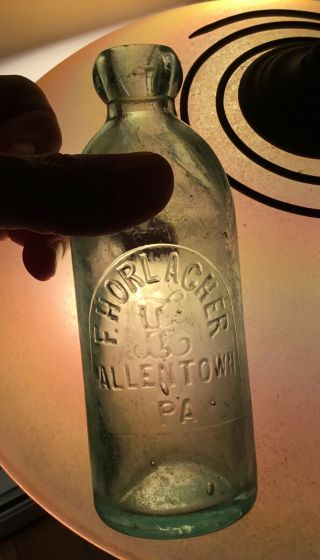 Antique Horlacher Beer Bottle Allentown Pa Advertising 1800s Blob Top