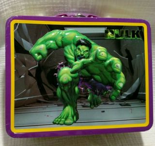 2003 The Hulk Movie Metal Lunch Box Hulk Toy Roars Marvel 7 Inch