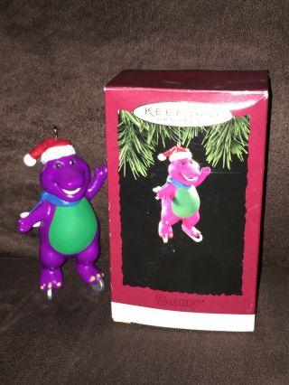 Hallmark 1993 Barney Christmas Ornament Purple Dinosaur Ice Skates