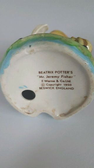 Beswick England Beatrix Potter ' s MR JEREMY FISHER Figurine 1950 3