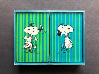 Hallmark Snoopy Vintage Playing Cards 2 Complete Decks Peanuts Schultz With Case