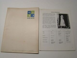1968 Nasa Apollo Spacecraft News Folder & Data Sheet By North American Rockwell