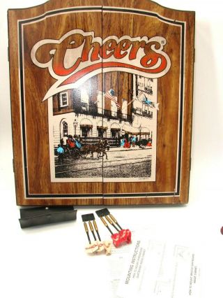 Vintage Cheers Dartboard Wood Cabinet T.  V.  Show Sports Craft Nordor Board Darts