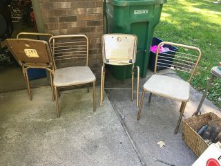 Vintage (set Of 4) Gold Hamilton Cosco Folding Chairs Mid Century Modern