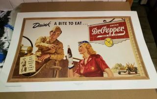 1991 Dr.  Pepper Drink A Bite To Eat Museum Poster 35.  5 " X 23.  5 " Never Hung Nm,