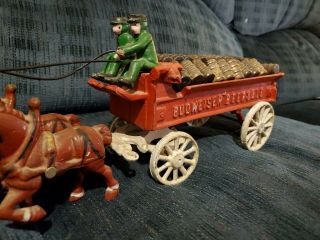 Budweiser Vintage Cast Iron Carriage And Wagon With Barrels