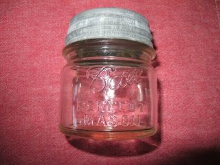 Vintage Ball Perfect Mason Clear 1/2 Pint Jar With Zinc Lid
