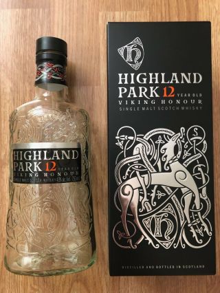 Highland Park Viking Honour 12 Year Scotch Whisky Empty Bottle & Box Decorative