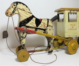 1930`s Borden ' s Wood /Tin Milk & Cream Horse Drawn Wagon LG 25 