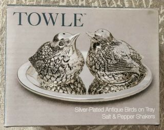 Towle Silver - Plated Antique Birds On Tray Salt & Pepper Shakers