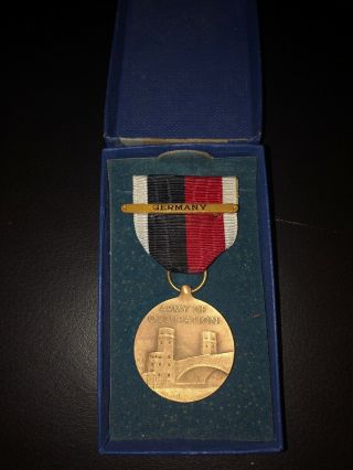 1945 Ww Ii U.  S.  Army Of Occupation Medal With Germany Bar & Ribbon