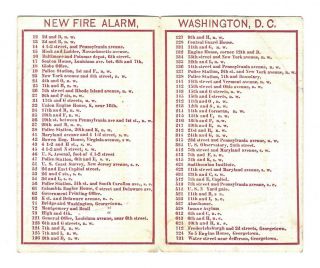 Gamewell Fire Alarm Box,  Late 1800 ' s Washington D.  C.  Fire Alarm Location Card. 2