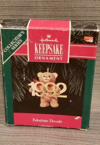 Hallmark Keepsake Ornament Fabulous Decade 1992 3 In Series Teddy Bear