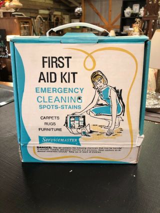 Vintage Service Master First Aid Kit Cleaning Spots Stains 60s