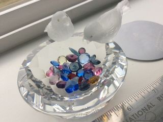 Swarovski Silver Crystal Birds Bath Bowl With Decorative Stones