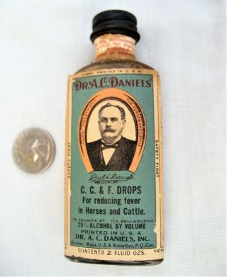 Medicine Bottle W/label " Dr.  A.  C.  Daniels 